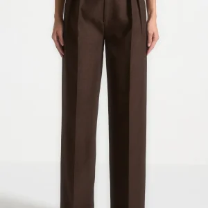 Julie - Tailored Twin Pleat Pants - Brown