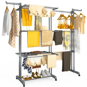 Sechoir a linge etendoir extensible 4 Niveaux 190x64x170cm gris