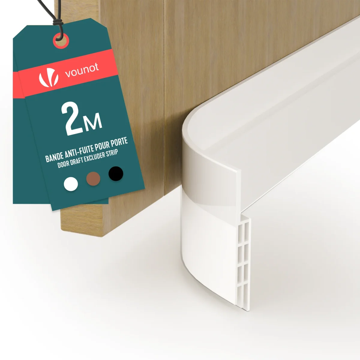 Bas de porte isolant coupe froid 200 cm blanc – Image 2
