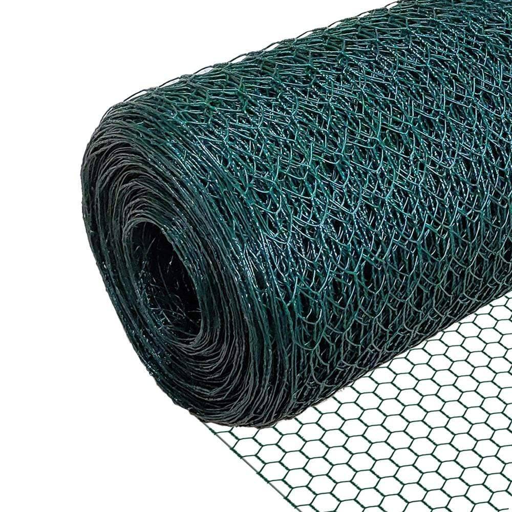 Grillage a poule avec fils renforces 0.8mm et maille extra fine 13mm en PVC gaine vert 1x10M – Image 2