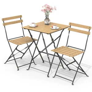 Ensemble bistro extérieur 1 table 2 chaises bois