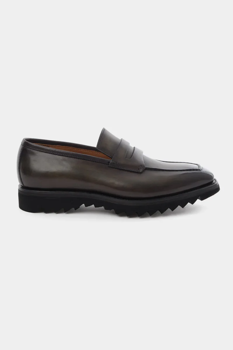 Mocassins en cuir patiné avec semelle crantée - Kaki – Image 5