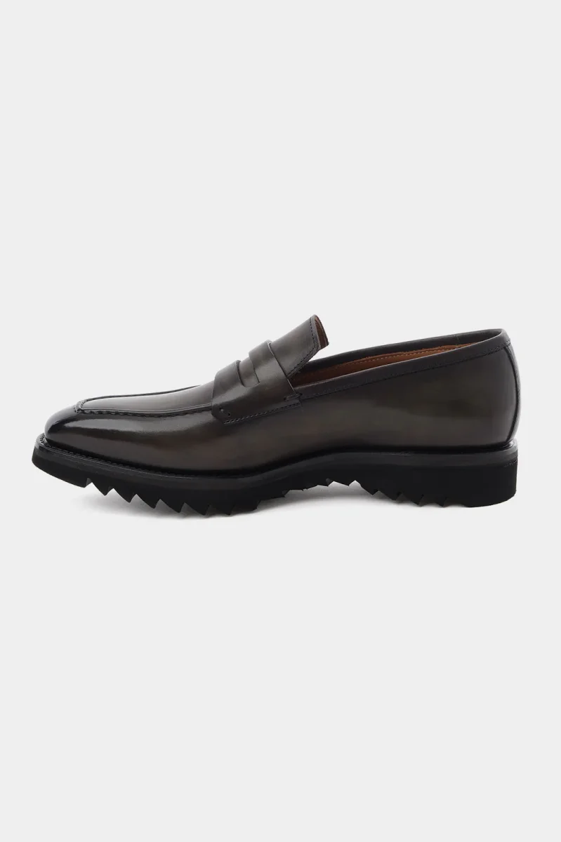 Mocassins en cuir patiné avec semelle crantée - Kaki – Image 6