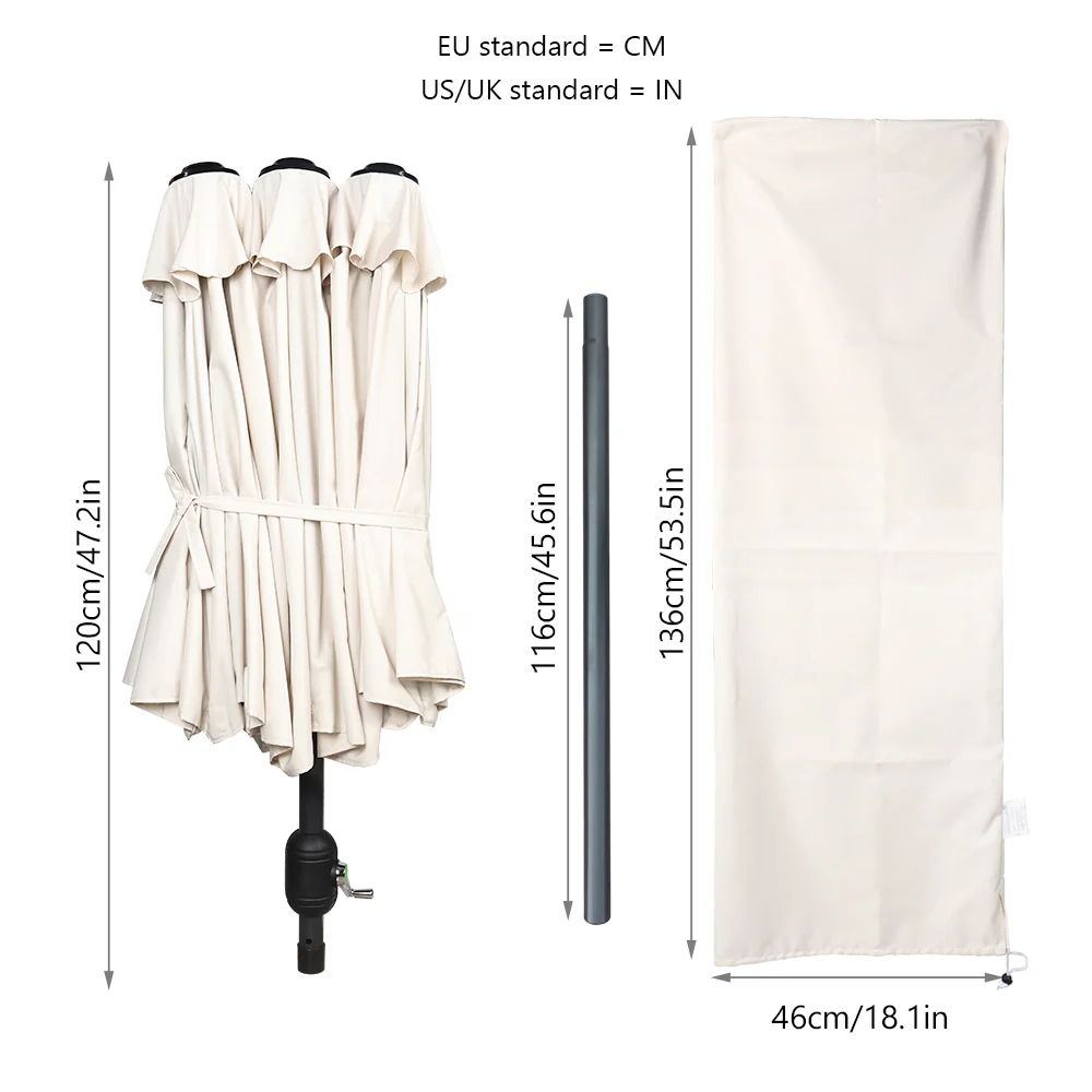 Parasol Jardin Double Aluminium 150 x 300 cm beige – Image 4