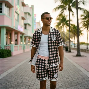 Ensemble Homme chemise short à carreaux Style summer street