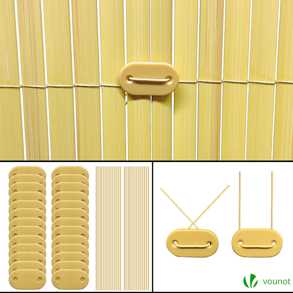 Canisse PVC brise vue renforce avec attaches de fixation 80x300cm beige – Image 8