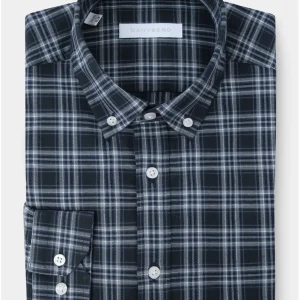 Chemise col boutonné à carreaux - Bleu & gris