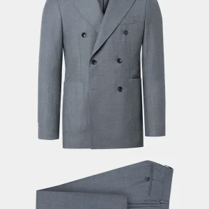 Costume croisé poche plaquée - Gris moyen