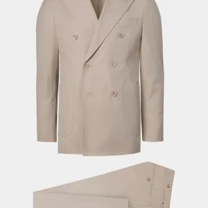 Costume croisé et pantalon pattes de serrage - Beige