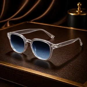 Lunettes de soleil carrées monture transparente épaisse