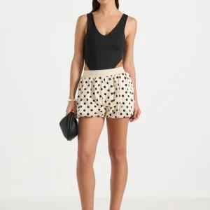 Zoe - Satin Polka Dot Balloon Shorts - White