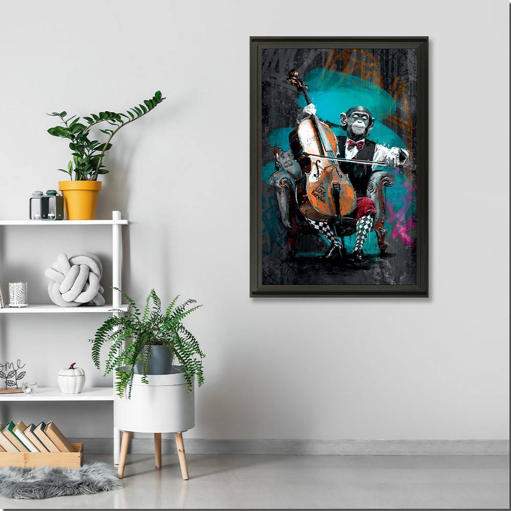 Cadre le Singe Violoncelliste Romaric 71x101cm – Image 3