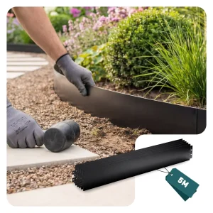 Lot de 5 Bordure de jardin en métal flexible 100x13cm noir