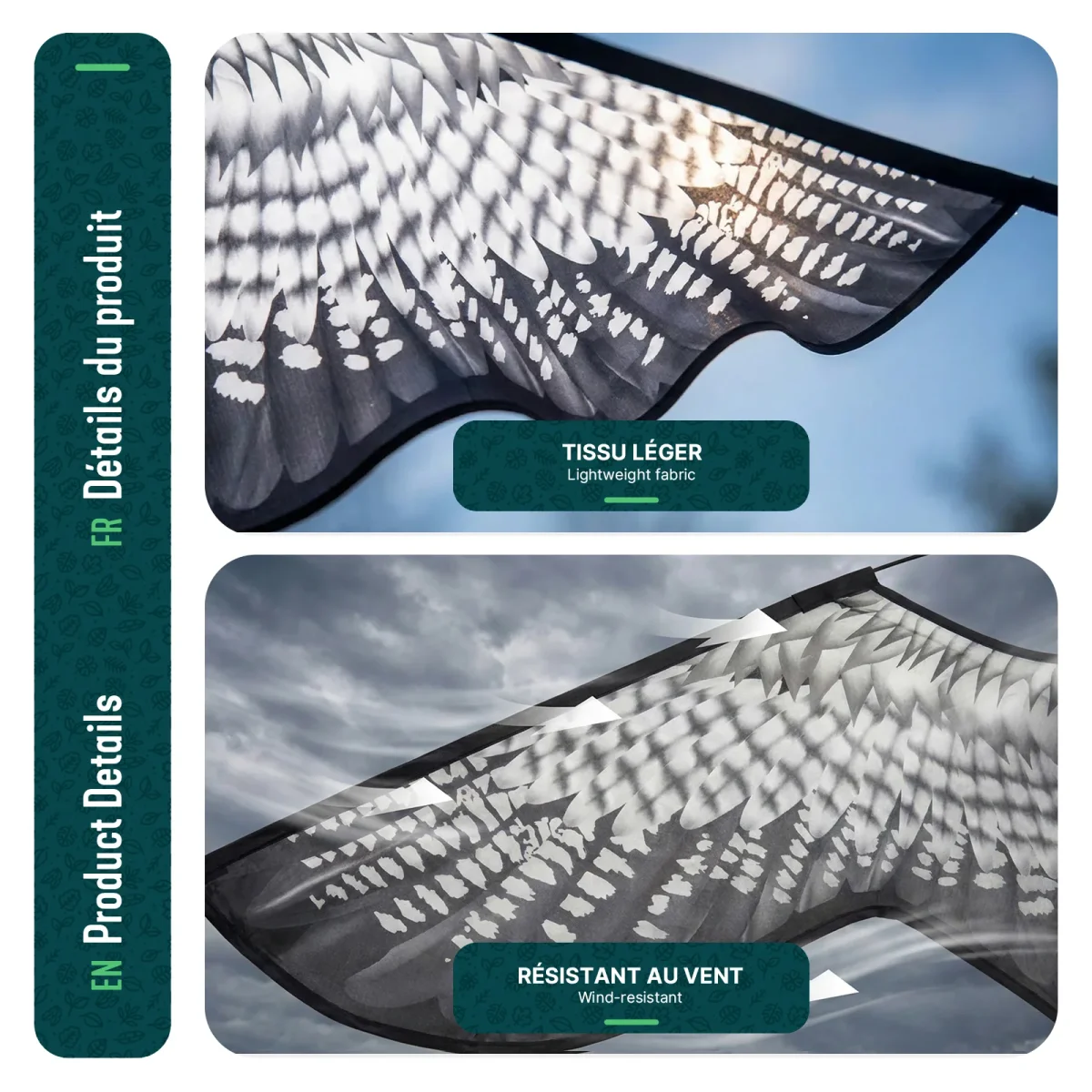 Cerf volant anti oiseaux effaroucheur sans mat Faucon modele C – Image 5