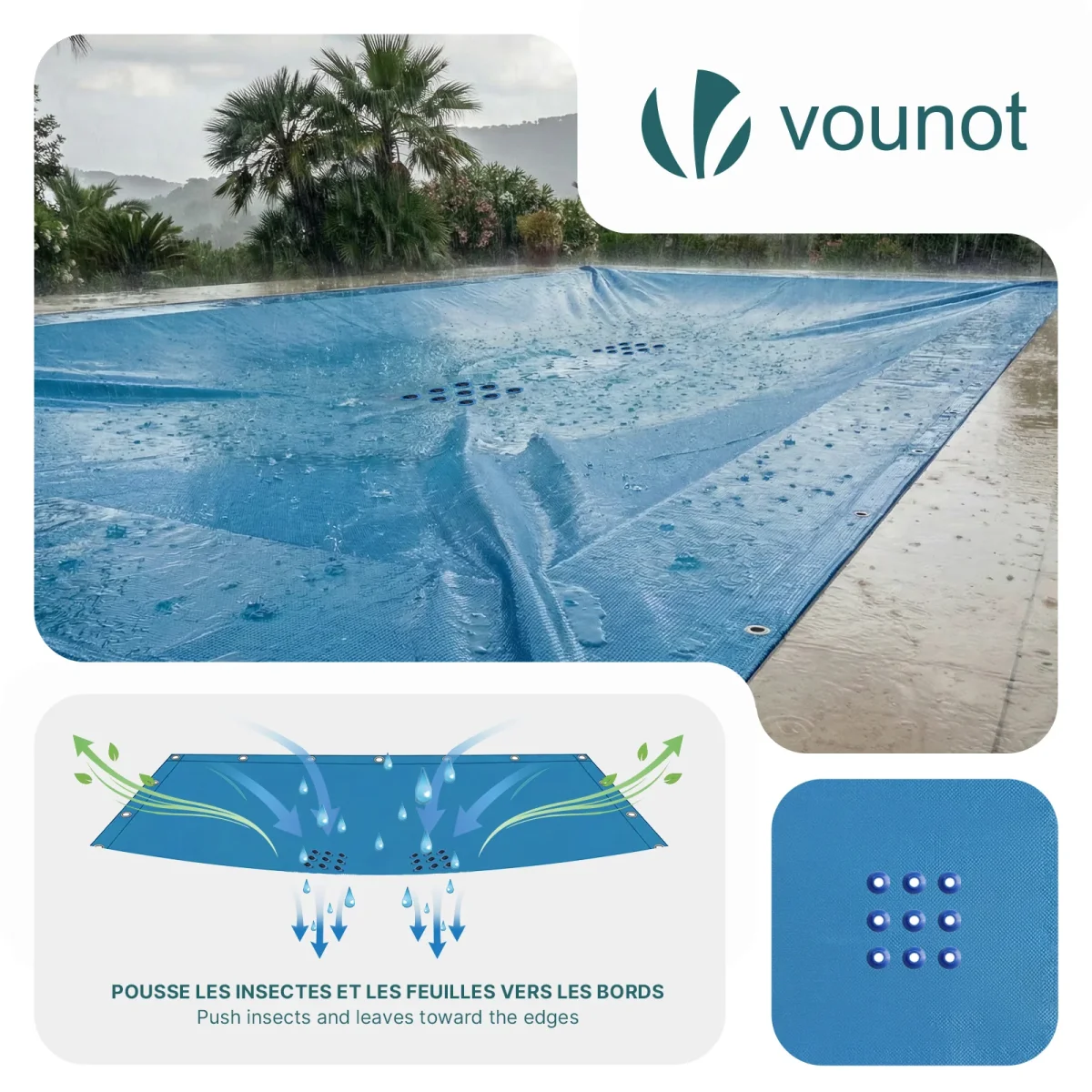 Bache piscine rectangulaire en Polyethylene 160 gr/m2 8x14m Bleue foncé – Image 6