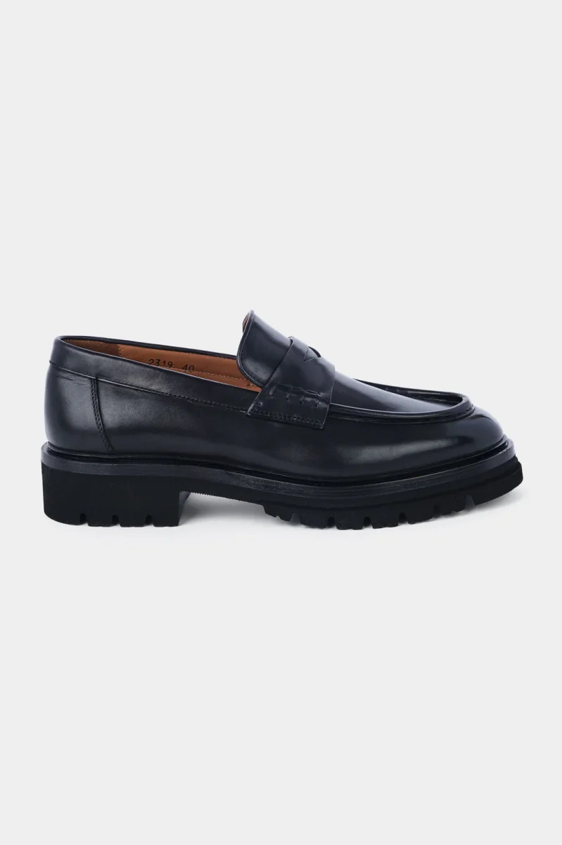 Mocassins en cuir avec semelle épaisse et crantée - Noir – Image 6
