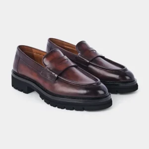 Mocassins en cuir avec semelle épaisse et crantée - Marron