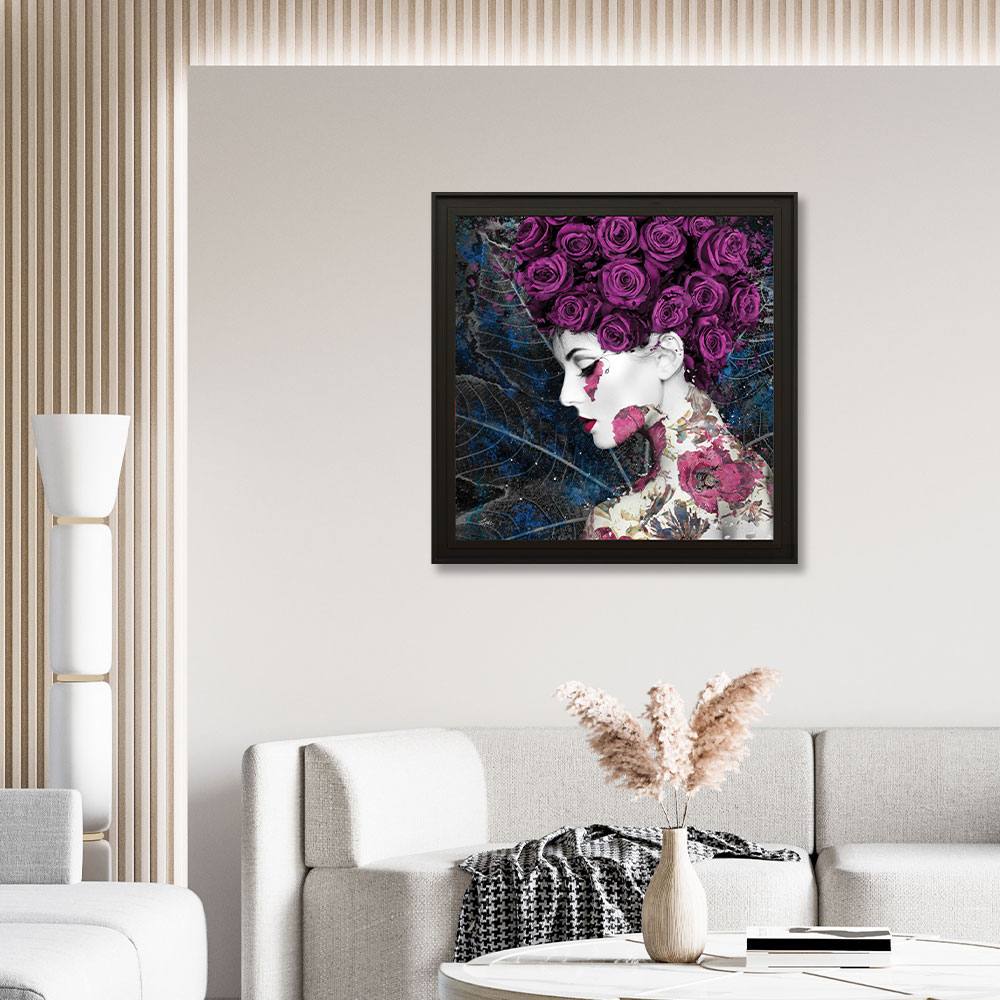 Cadre Romaric Femme Cheveux Roses 51x51cm – Image 3